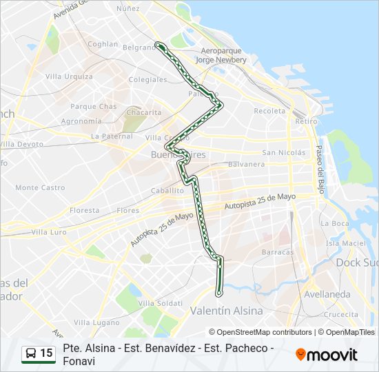 15 Colectivo Line Map