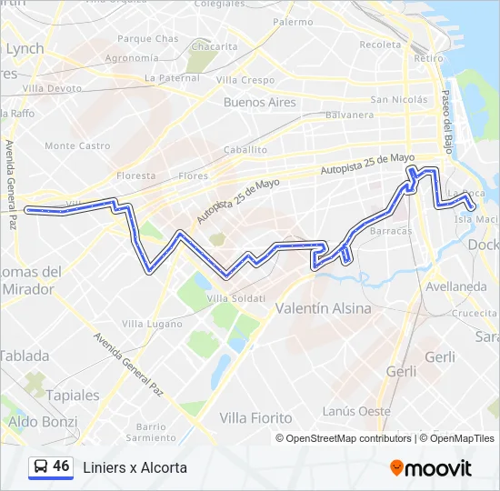 46 Colectivo Line Map