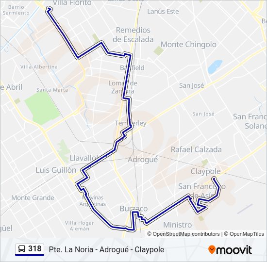 Mapa de 318 de Colectivo