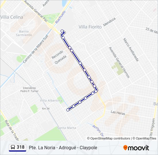 Mapa de 318 de Colectivo