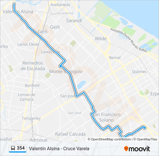Mapa de 354 de Colectivo