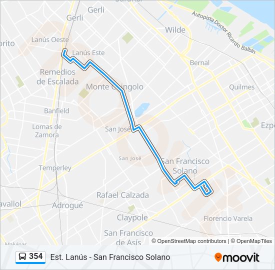 Mapa de 354 de Colectivo