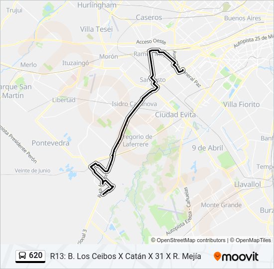Mapa de 620 de Colectivo