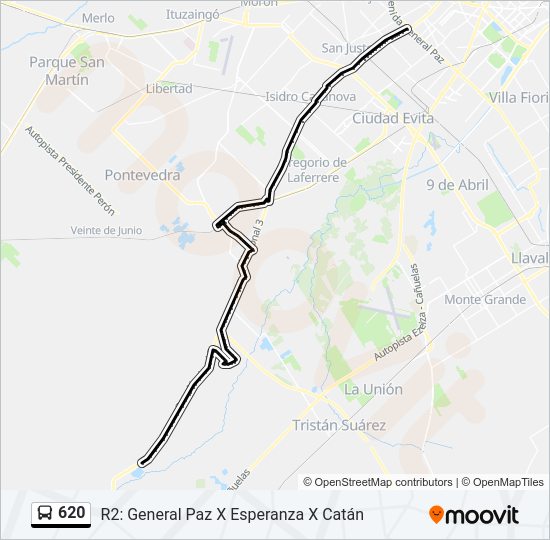 Mapa de 620 de Colectivo