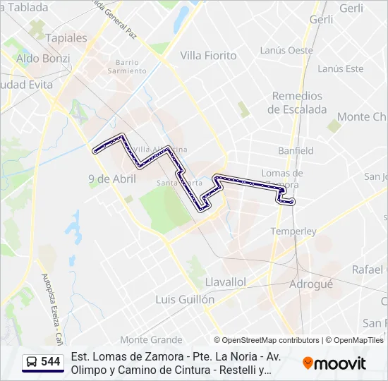 544 Colectivo Line Map