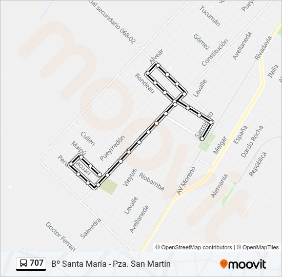 Ruta 707 Horarios Paradas Y Mapas Bº Santa María Pza San Martín