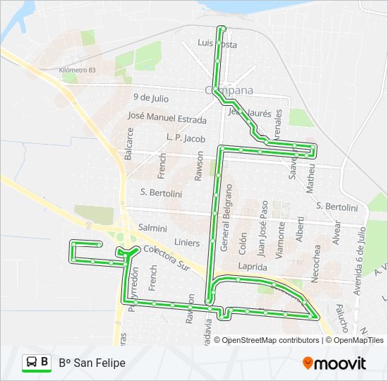 B Colectivo Line Map