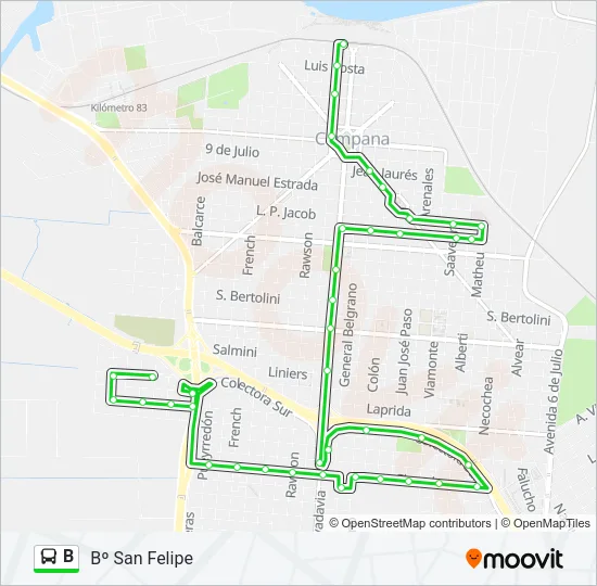 B Colectivo Line Map