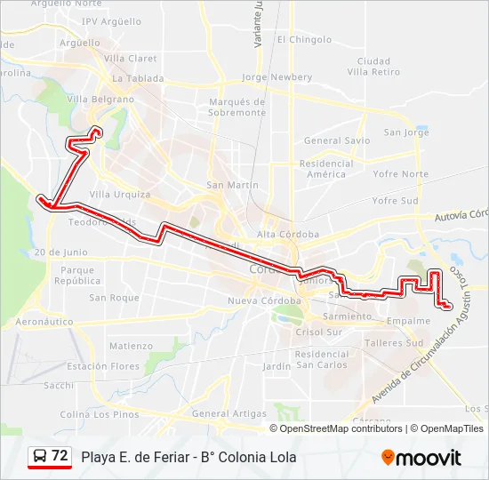 72 Colectivo Line Map