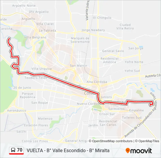 70 Colectivo Line Map