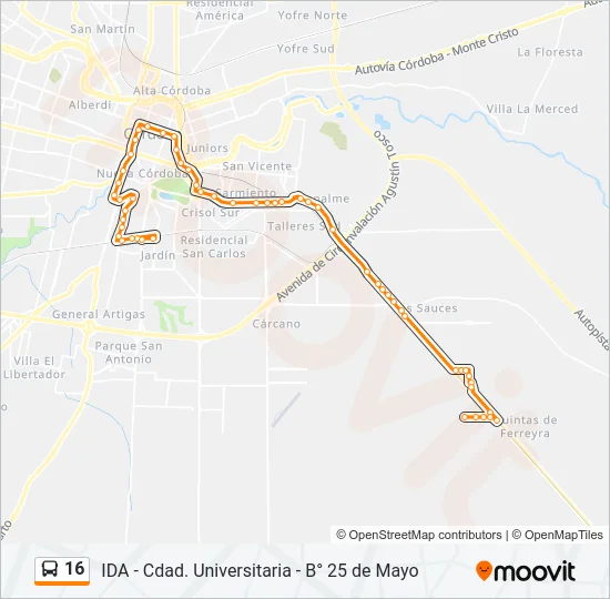 16 Colectivo Line Map