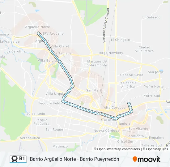 B1 Trolleybus Line Map