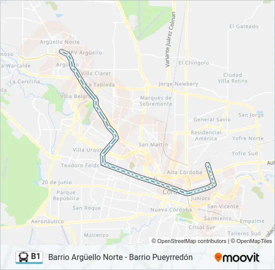 B1 Trolleybus Line Map