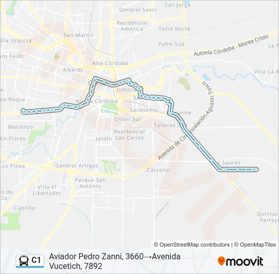 C1 Trolleybus Line Map