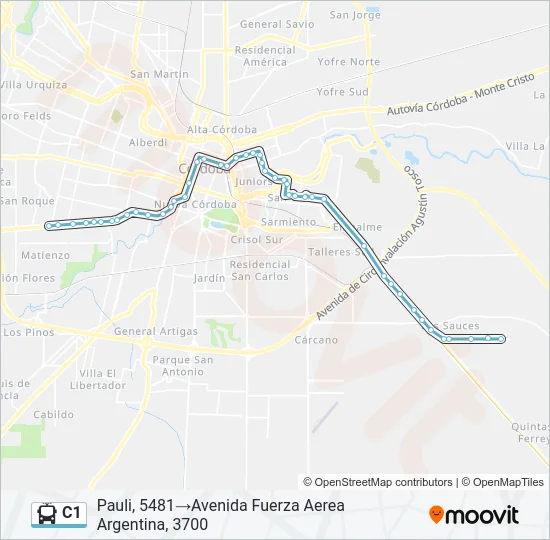 C1 Trolleybus Line Map