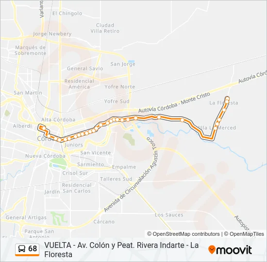 68 Colectivo Line Map