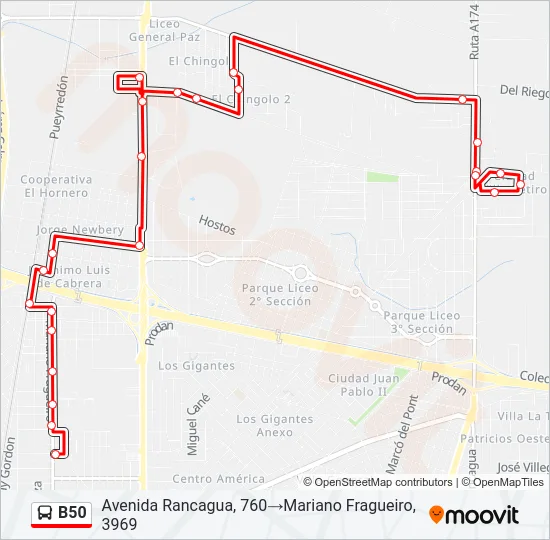 B50 Colectivo Line Map