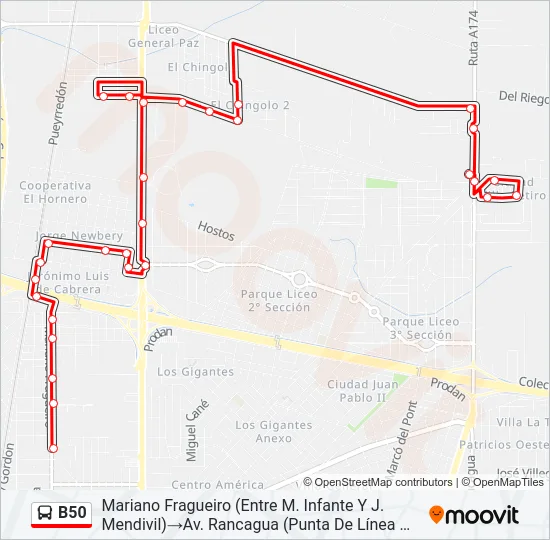 B50 Colectivo Line Map