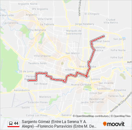 Mapa de 44 de colectivo