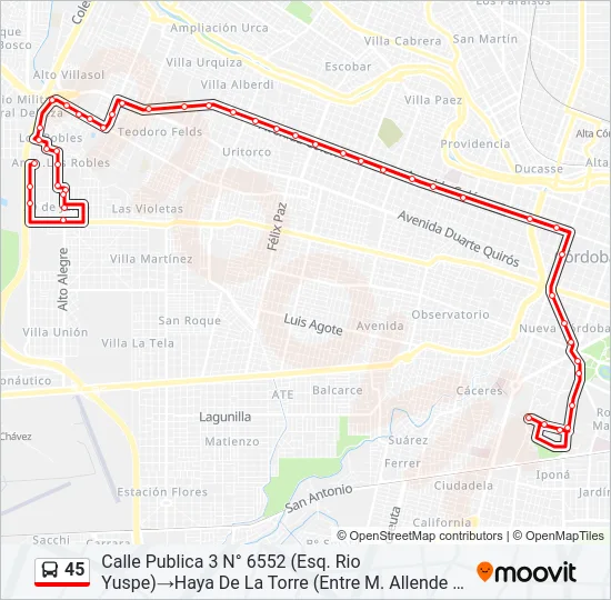 45 Colectivo Line Map