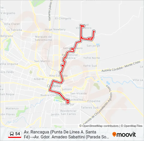 54 Colectivo Line Map