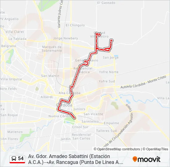 54 Colectivo Line Map