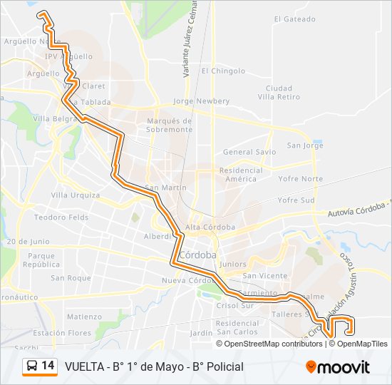 14 colectivo Line Map