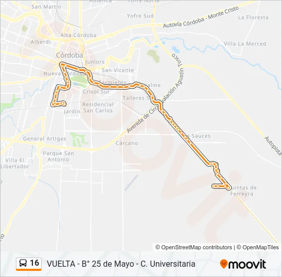 16 Colectivo Line Map