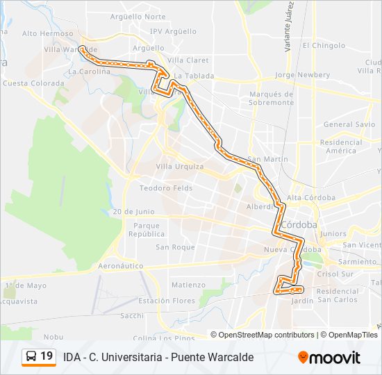 19 colectivo Line Map