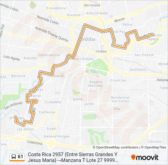 61 Colectivo Line Map