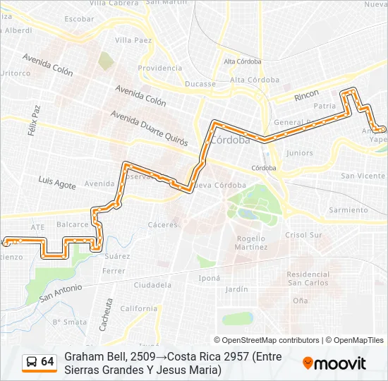 64 Colectivo Line Map