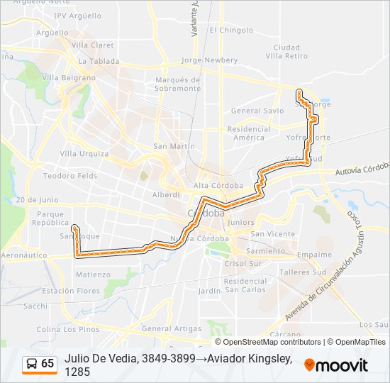 65 Colectivo Line Map