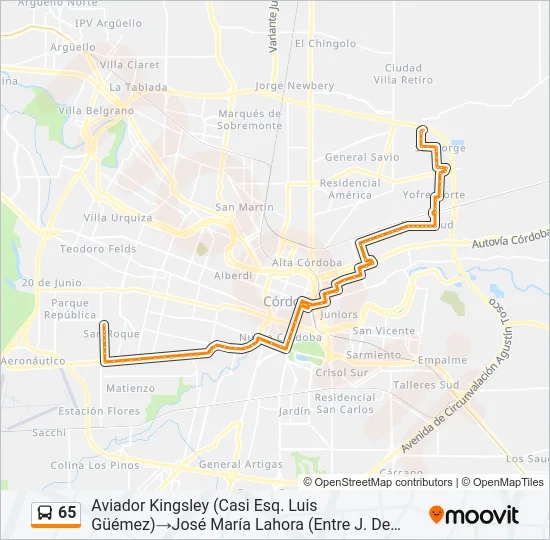 65 Colectivo Line Map