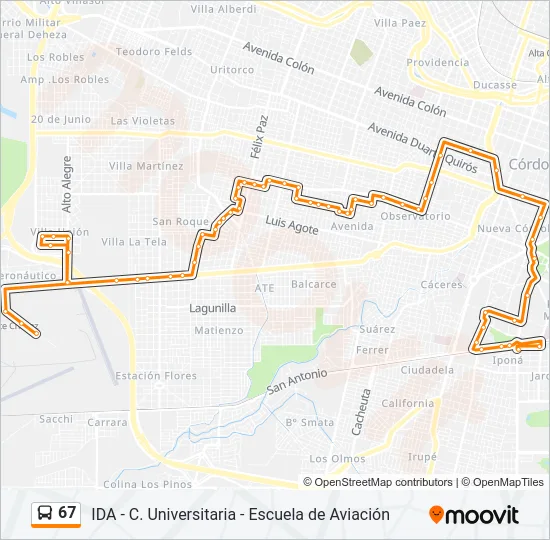 67 Colectivo Line Map