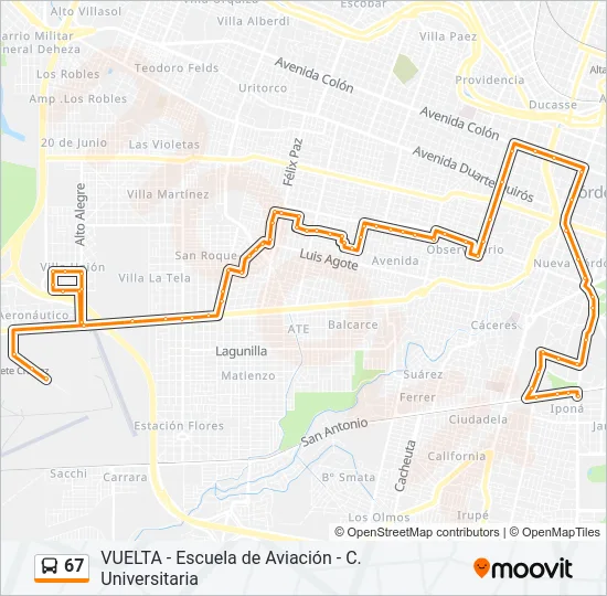 67 Colectivo Line Map