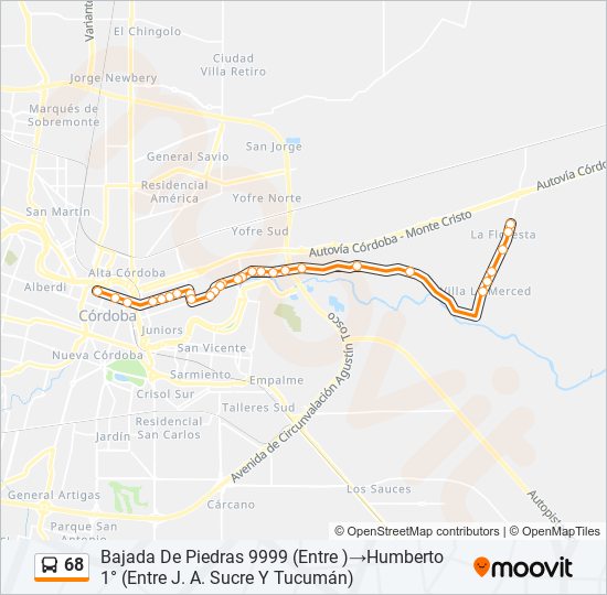 68 Colectivo Line Map