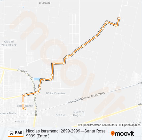 Mapa de B60 de Colectivo