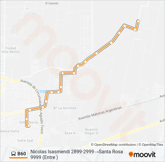 B60 Colectivo Line Map