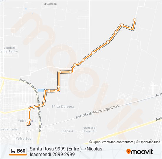 B60 Colectivo Line Map