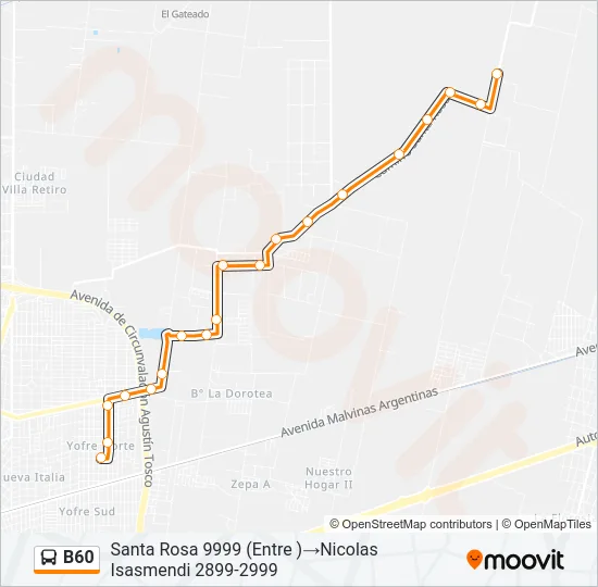 B60 Colectivo Line Map