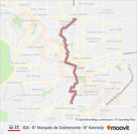 22 Colectivo Line Map