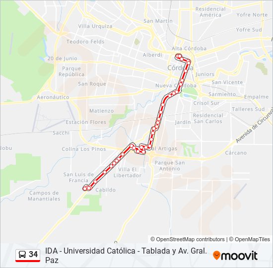 34 Colectivo Line Map