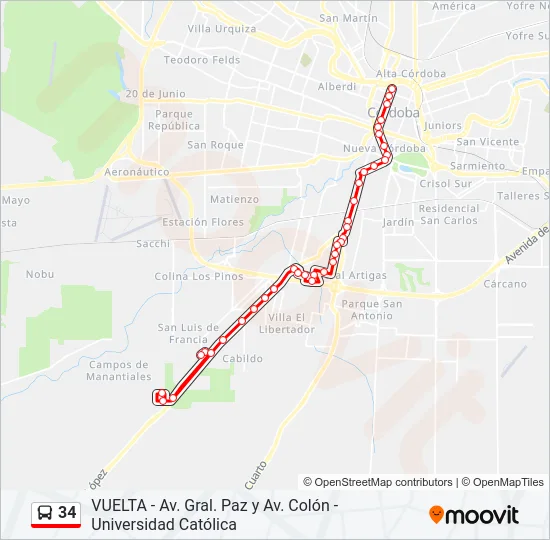 34 Colectivo Line Map