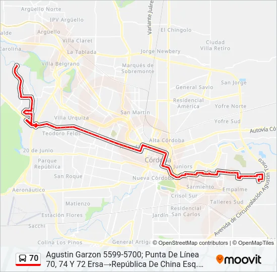 70 Colectivo Line Map