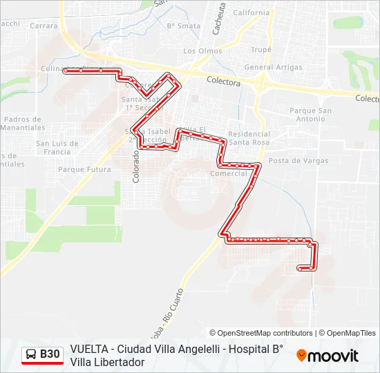 B30 Colectivo Line Map