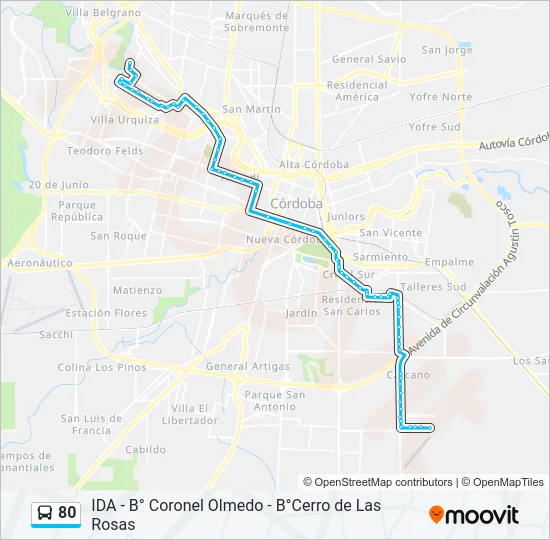 80 Colectivo Line Map