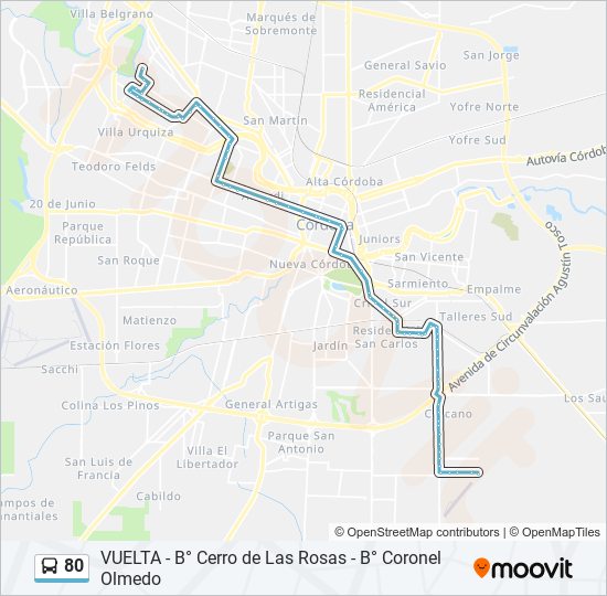 80 Colectivo Line Map