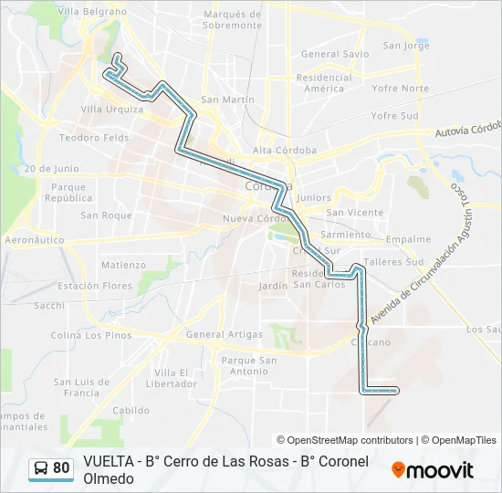 80 Colectivo Line Map