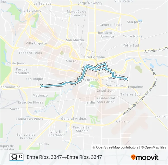 C Trolleybus Line Map