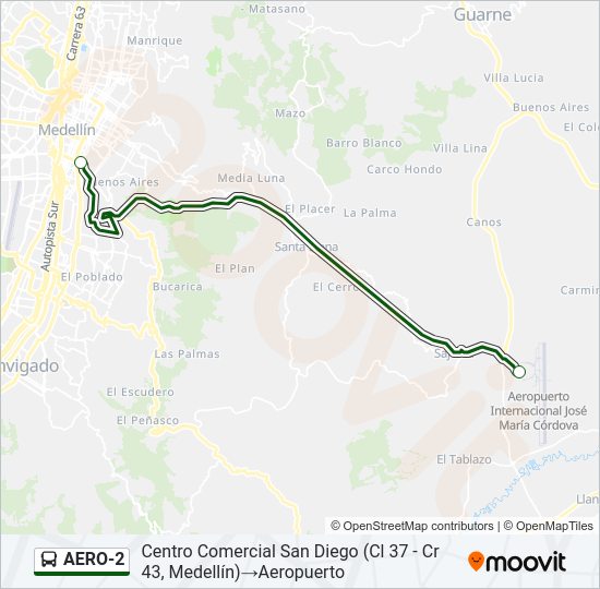 Mapa de AERO-2 de autobús